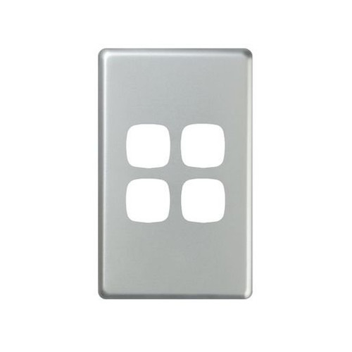 Switch Plate Xl 4 Gang Matt Silver - Hpm