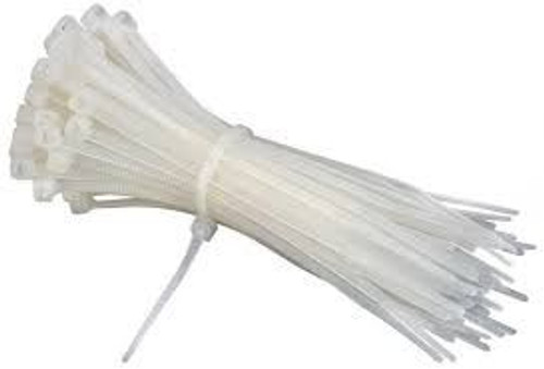 200Mm X 4.8Mm White Cable Ties (Pack Of 100)