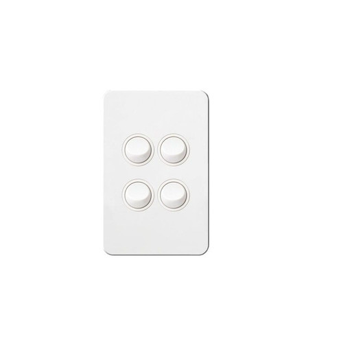 Hager Silhouette Matt White 4 Gang Switch 10A 250V WBSSV4-MW