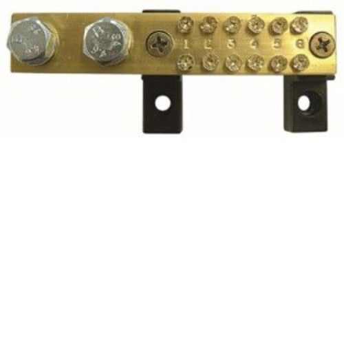 Neutral Bar 12 Way 165A, 1020Mm Cross Section. 6Mm Tunnels For Conductors Up To 16Mmsq. With Supports (Kit). Length = 14