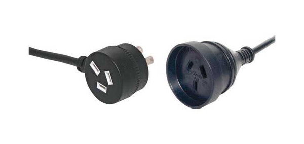 10M Black Piggyback Mains Extension Power Cable