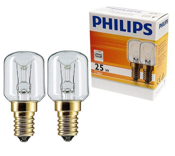 Philips Oven Lamp T25 25W 240V Ses 300 Degrees (2-Pack)