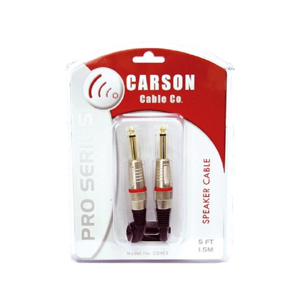 Carson Csh05 Pro 5 Foot/1.5M Black Speaker Cable Heavy Duty Plugs Gold Shafts