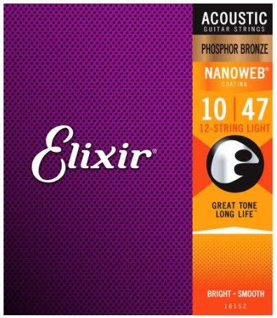 Elixir 16152 Nanoweb Phosphor Bronze 12 String Light 10-47