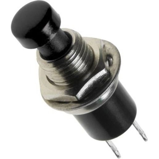 Black Miniature Pushbutton - Spst Momentary Action 125V 1A Rating