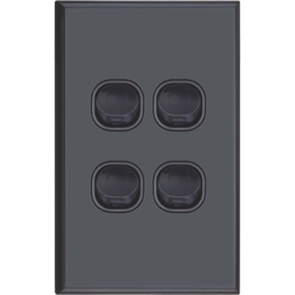 Slim Four Gang Switch 16A Black - Dexton