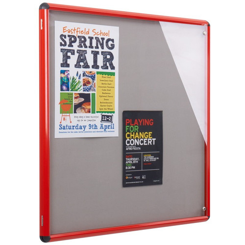 Shield Slimline Showcase Red Frame Noticeboard