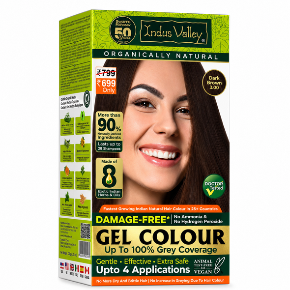 Gel Colour, Boje flokesh, Mbulon thinjat, Pa amoniak, Kena, Natyrale,Organike,3.0,Dark Brown, Kafe e erret