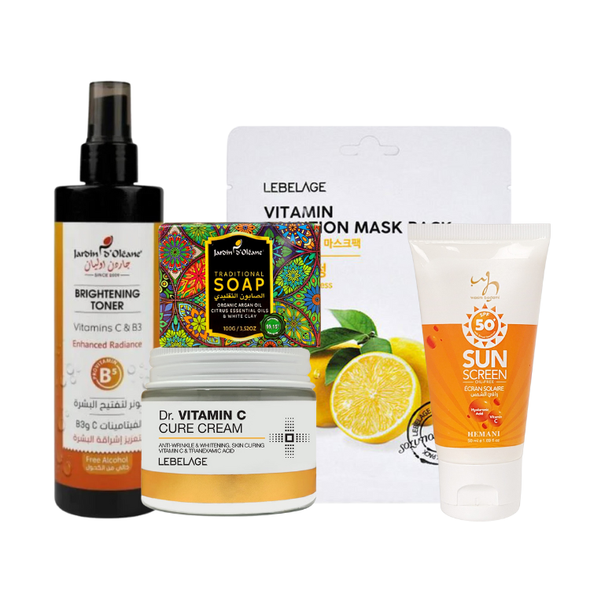 Glow Ritual Vitamin C ,Vitamin c Brightening Toner ,Vitamin c Sunscreen ,Traditional Soap White Clay & Citrus, Vitamin Solution Mask Pack