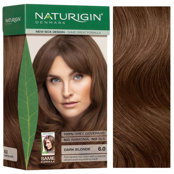 Naturigin Dark Blonde 6.0 Hair Colour, boje organike, boje naturigin, boje bionde e erret, boje per gra shtatzena, teamra, teamra herbals, produkte organike, bojra flokesh, bojra flokesh organike, boje pa paraben, boje pa kimikate, bojra flokesh pa kimikate, pa amoniak, pa SLS,  Vegan, mbulon thinjat,