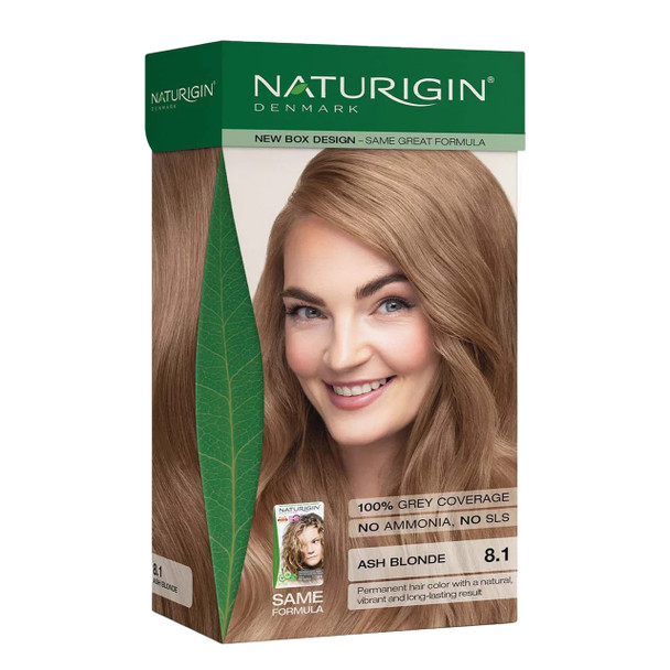 Naturigin  Ash Blonde 8.1  Hair Colour, boje organike, boje naturigin, boje bionde e celet ne te hirte, boje per gra shtatzena, teamra, teamra herbals, produkte organike, bojra flokesh, bojra flokesh organike, boje pa paraben, boje pa kimikate, bojra flokesh pa kimikate, pa amoniak, pa SLS,  Vegan, mbulon thinjat,