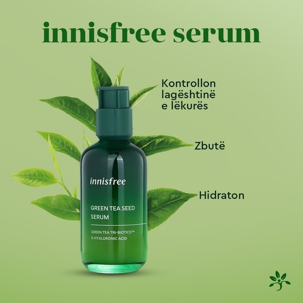 Green Tea Hyaluronic Acid Serum, serumi me caj jeshil, antirrudhe, lekure e thate, innisfree, teamra