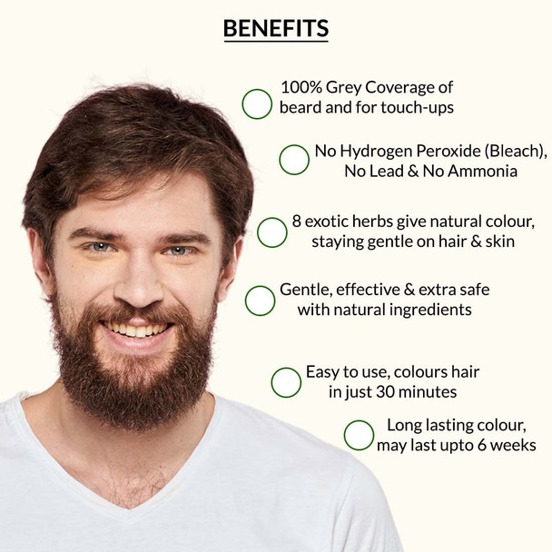Beard Colour, Boje Mjekre, Mbulon thinjat, Pa amoniak, Kena, Natyrale,Organike,3.0, Dark Brown, Kafe erret
