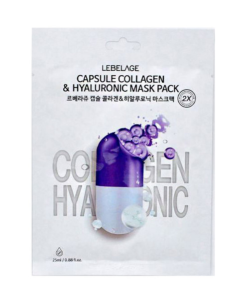 Capsule Collagen & Hyaluronic 2x Mask, lebelage, korean skin care, sheet mask, organic skincare, teamra