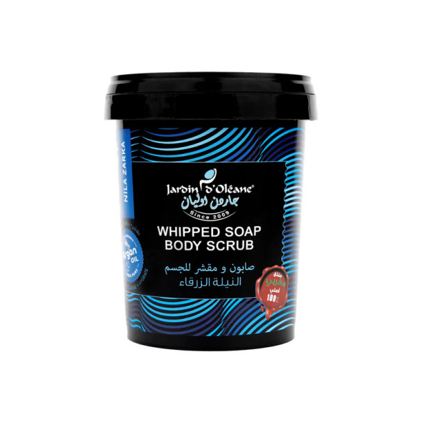 Whiped Soap Scrub With Nila, skrab trupi meNila, scrub trupi me nila, scrub with nila, nila zarka, pudra nila, jardin doleane, marok, teamra