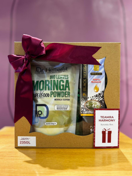 serenity box, Pudër Moringa 250g ,Black seed oil 125 ml ,Shilajit