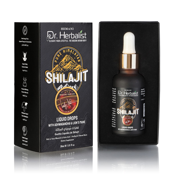 shilajit, liquid drops, shilajit likuid, dr herbalist,hemani, lions mane, ashwagandha, lion mane,Shilajit liquid drops, Himalayan Shilajit lëng, pure Shilajit extract, Shilajit për energji, Shilajit për fokus, suplement natyral Ayurveda, Dr. Herbalist Shilajit