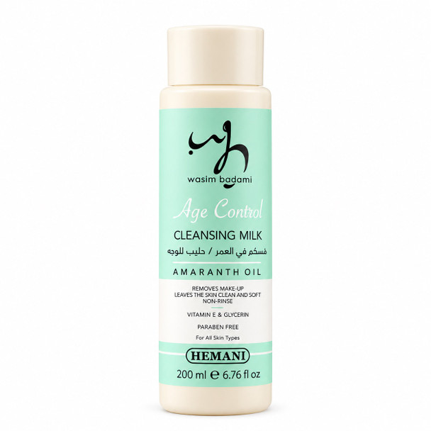 Hemani Age Control Cleansing Milk, qumësht pastrues për fytyrën, pastrues makeup-i, pastrues fytyre hidratues, pastrues fytyre me vitaminë E, pastrues fytyre me glicerinë, pastrues fytyre me vaj amaranti, kujdesi për fytyrën, pastrues për lëkurë të thatë, pastrues për të gjitha llojet e lëkurës, Hemani Shqipëri