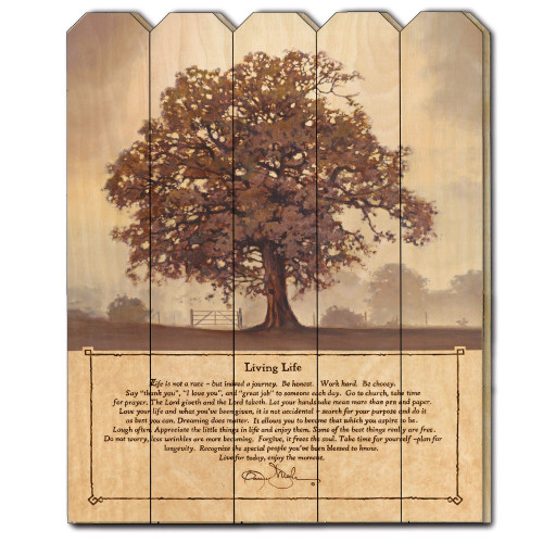 "Living Life" by Bonnie Mohr, Printed Wall Art on a Wood Picket Fence