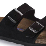 Birkenstock Unisex Arizona Soft Footbed Black Suede Leather Sandal