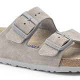 Birkenstock Women's Arizona Soft Footbed Stone Coin Suede Leather Sandal