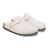 Birkenstock Boston Shearling Clog – Antique White Suede Leather – Women’s