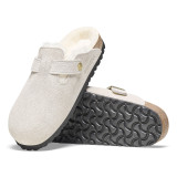 Birkenstock Boston Shearling Clog – Antique White Suede Leather – Women’s