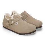 Birkenstock London Shoe – Shearling Taupe Suede Leather – Women’s