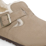Birkenstock Women's London Shearling Taupe Suede Leather Shoe