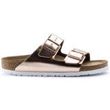 Birkenstock Women's Arizona Soft Footbed Metallic Copper Leather Sandal