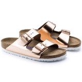 Birkenstock Women's Arizona Soft Footbed Metallic Copper Leather Sandal