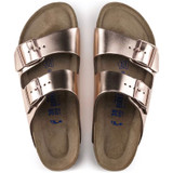 Birkenstock Women's Arizona Soft Footbed Metallic Copper Leather Sandal