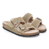Birkenstock Unisex Arizona Shearling Taupe Suede leather Sandal