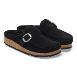 Birkenstock Buckley Clog – Shearling Black Suede Leather – Women’s