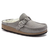 Birkenstock Buckley Clog – Shearling Stone Coin Suede Leather – Women’s