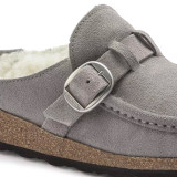 Birkenstock Buckley Clog – Shearling Stone Coin Suede Leather – Women’s