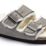 Birkenstock Unisex Arizona Shearling Stone Coin Suede Leather Sandal
