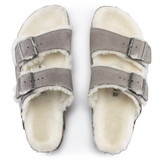 Birkenstock Unisex Arizona Shearling Stone Coin Suede Leather Sandal