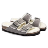 Birkenstock Unisex Arizona Shearling Stone Coin Suede Leather Sandal