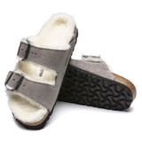 Birkenstock Unisex Arizona Shearling Stone Coin Suede Leather Sandal