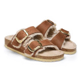 Birkenstock Arizona Sandal – Big Buckle Shearling Cognac Oiled Leather – Women’s