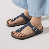 Birkenstock Women's Gizeh Braided Navy Oiled Leather Sandal Birkenstock Women's Gizeh Braided Navy Oiled Leather Sandal