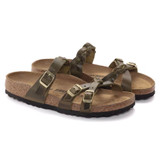 Birkenstock Franca Braided Sandal – Green Olive Oiled Leather – Women’s
