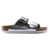 Birkenstock Women's Arizona Soft Footbed Metallic Silver Leather Sandal