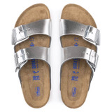 Birkenstock Women's Arizona Soft Footbed Metallic Silver Leather Sandal