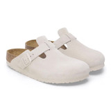 Birkenstock Boston Soft Footbed Clog – Antique White Suede Leather – Women’s