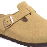 Birkenstock Boston Clog – Latte Cream Suede Leather – Unisex