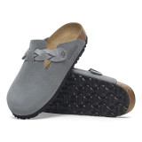 Birkenstock Boston Clog – Braided Basalt Gray Suede Leather – Women’s