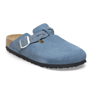 Birkenstock Women's Boston Braid Elemental Blue Suede Leather Clog