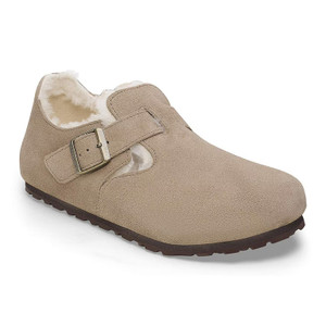 Birkenstock Women's London Shearling Taupe Suede Leather Shoe